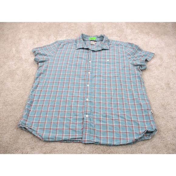 North Face Shirt Men Extra Large Blue Orange Plaid Cotton Hemp Outdoor Button Up - Picture 1 of 14